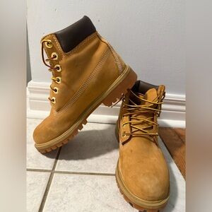 Timberland Brown and Tan Interior Collar Boot